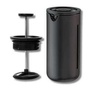 Black french press and plunger