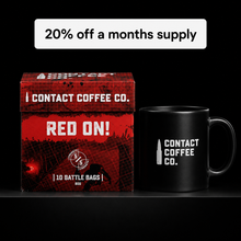 Load image into Gallery viewer, Contact Coffee Red On high caffeine brew bag bundle with boxes of single serve coffee bags