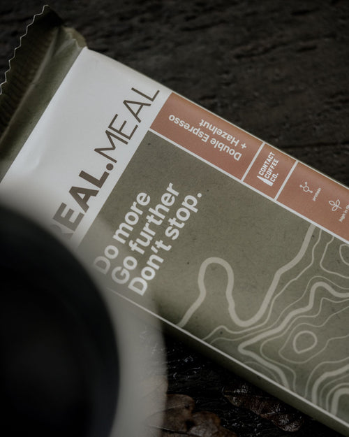 Double espresso and hazelnut meal replacement bar