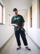 Load image into Gallery viewer, Male 07 Green Script logo shirt Front