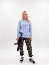 Load image into Gallery viewer, Female 04 Light blue Script logo sweatshirt Front