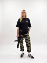Load image into Gallery viewer, Female 28 Black Tricolour logo shirt Front