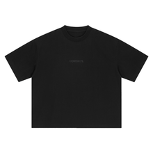 Load image into Gallery viewer, Small Contact logo tee, Black, garment flat lay.