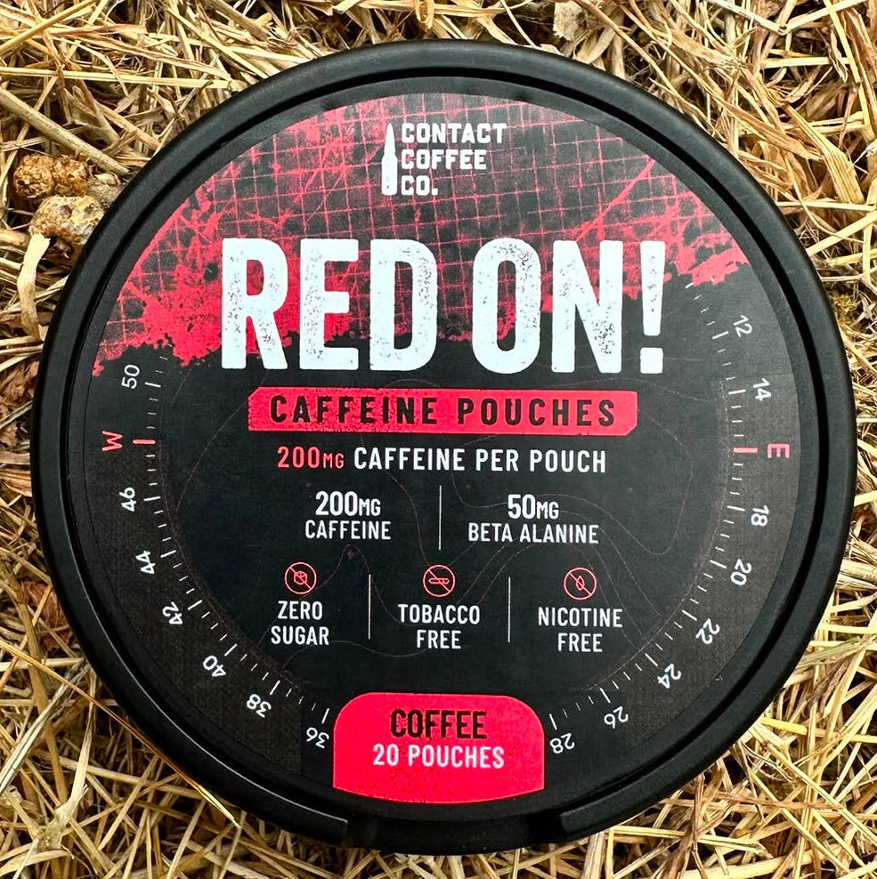 Red On caffeine pouches tin from Contact Coffee, 200mg of caffeine per pouch, the lead pick in this gym gifts guide