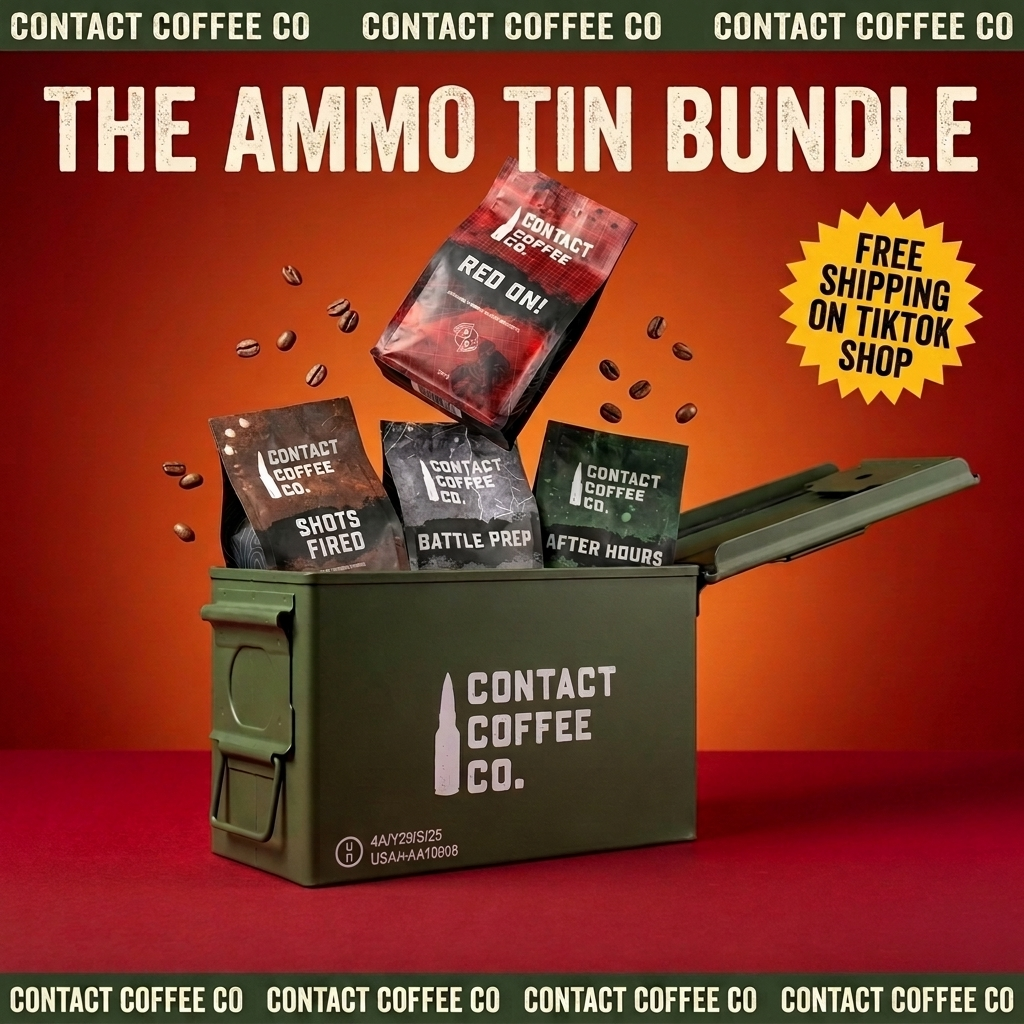 Contact Coffee Resupply, four bags of coffee inside a genuine M2A1 ammo tin, the pass out gift for new commandos