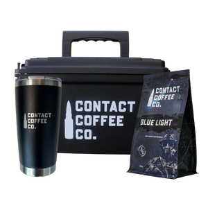 coffee survival kit - black tin / blue light