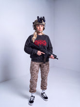 Load image into Gallery viewer, Female 12 Black Washed graphic sweatshirt Front
