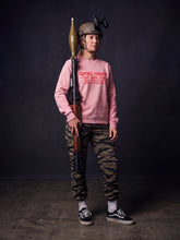 Load image into Gallery viewer, Female 21 Pink Death Before Decaf sweatshirt Front
