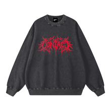 Load image into Gallery viewer, Washed graphic sweatshirt, Black, garment flat lay.

