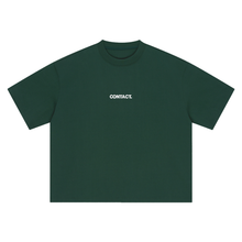 Load image into Gallery viewer, Small Contact logo tee, Green, garment flat lay.
