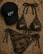 Load image into Gallery viewer, Contact Coffee Co. Bikini and cap flatlay
