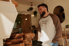 Load image into Gallery viewer, Contact Coffee Baseball Long Sleeve, Cement / Clay - worn in cafe
