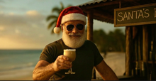 Load and play video in Gallery viewer, santa drinking coffee on beach
