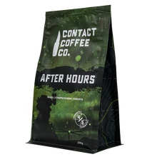 Load image into Gallery viewer, side view of contact coffee co after hours coffee 250g military company
