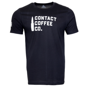 military black contact coffee co t-shirt