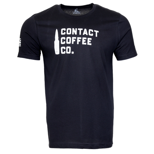 Contact Coffee Co black logo t-shirt front