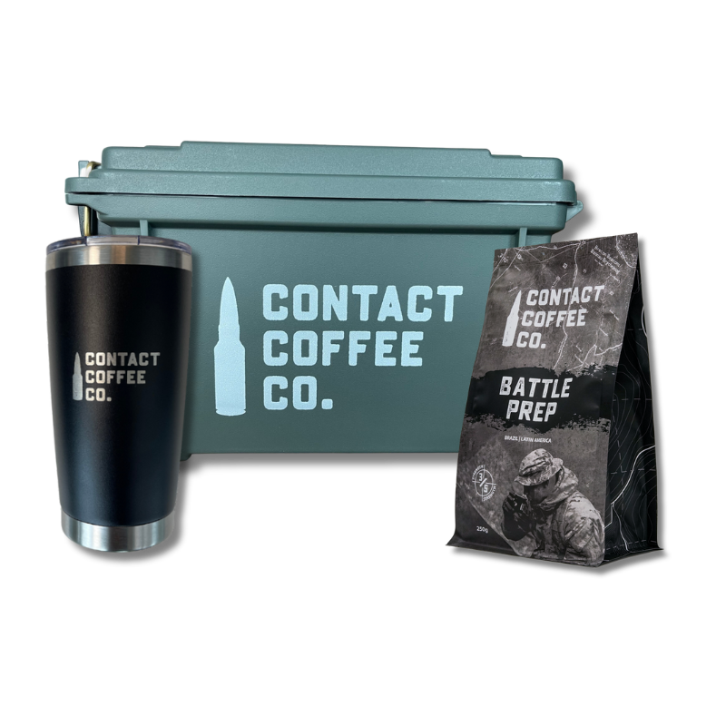 emergency coffee kit - green tin / battle prep