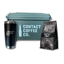 Load image into Gallery viewer, emergency coffee kit - green tin / battle prep
